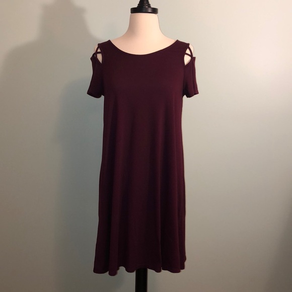 Charming Charlie Dresses & Skirts - Plum/Wine Dress with Criss-Cross Detail
